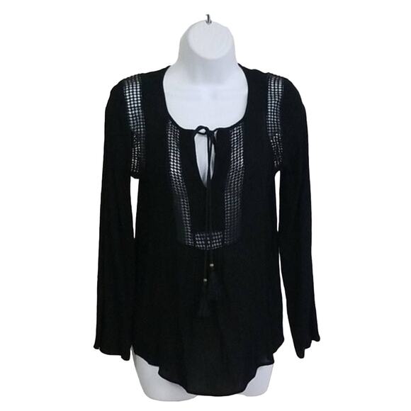 NWT Daniel Rainn Black Boho Blouse - Picture 1 of 9